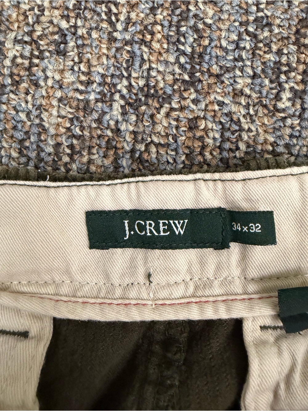 J. Crew Dark Olive Corduroy Trousers Men’s 34X32 Cotton Cords - Picture 3 of 6